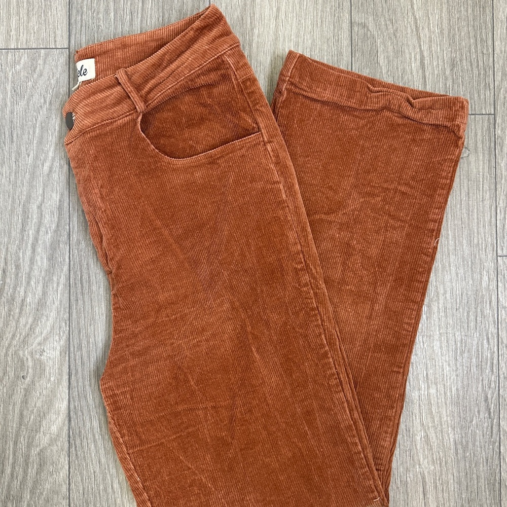 Listicle Rust Corduroy Wide Leg Pants High Rise Boho Retro Fall Size M